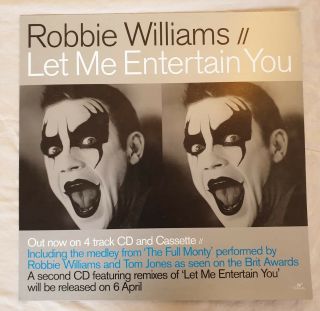 Robbie Williams Let Me Entertain You Promo Poster Ultra Rare