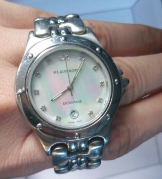 Klaus - Kobec Lady Watch 10 Diamonds 14.  5cm Length Mother Of Pearl Dial With Date