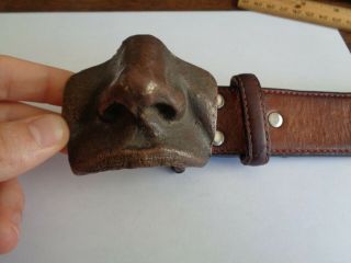 Vintage Solid Bronze - Face - Nose - Lip - Sculpture Belt Buckle Casting