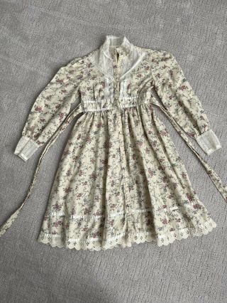 Cute Vtg 1970s 80s Gunne Sax Jeunes Filles Floral Cotton Eyelet Dress Girls S