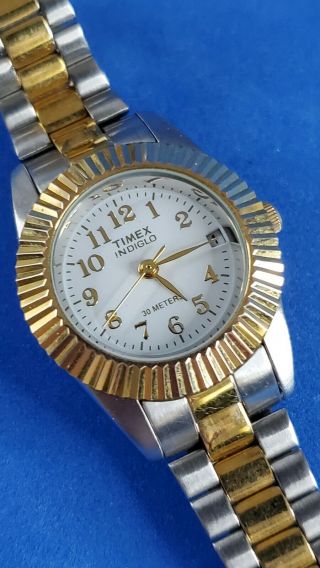 Timex Indiglo Date Two Tone Stainless Steel Ladies Watch - 1852