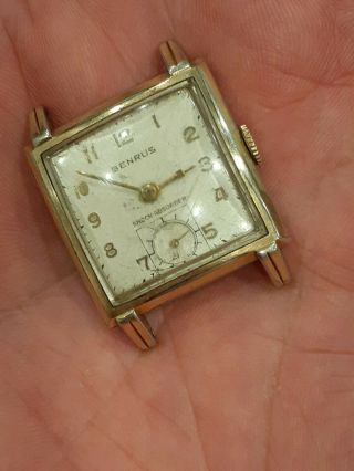 Vintage Benrus 17 Jewel Shock Absorber Mens Gold Fill Art Deco Swiss Watch Runs