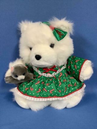 1990 Dayton Hudson Santa Bear Miss Bear Christmas Plush With Storybook & Toy Euc