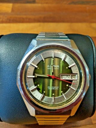 Vintage Alpha Automatic Gents Watch.  25 Jewel.  Cal As 2066