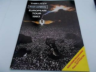 Thin Lizzy Concert Programme 1983 Thunder And Lightning With Poster In Tact