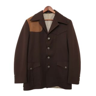 Vintage 60s 70 Leisure Suit Jacket Polyester Coat Disco Mod 38 Brown Men’s Small
