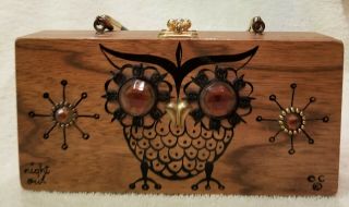 Enid Collins Night Owl Wood Box Bag Purse By Collins Of Texas Vintage