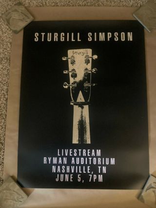 Sturgill Simpson Poster - Livestream Ryman Auditorium Nashville,  Tn 2020
