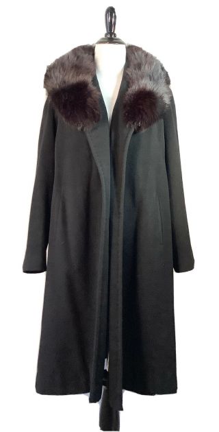 Vtg 1950’s 60’s 100 Cashmere Clutch Coat W Fox Fur Collar Women’s Sz M