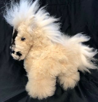 Alpaca Fur Horse Pony 10 " White Cream Brown Cloud - Soft Plush Stuffed Animal