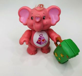 Care Bear Cousin Poseable Figure Lotsa Heart Elephant With Suitcase 1985 Vintage