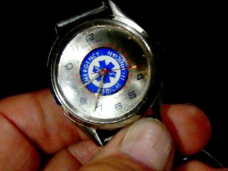 Vintage Pastime Mens Wristwatch With Emergency Medical Technician Logo In Center