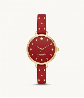 Kate Spade York Women Metro Red Leather Strawberry Watch Nwt 198$,  Tax