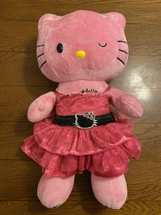 2012 18 " Hello Kitty Sanrio Pink Winking Plush From Build A Bear W/ Lepoard Feet