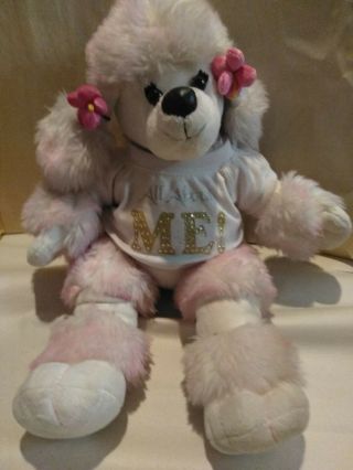 Build A Bear Poodle Dog Plush Stuffed Animal Pink And White W/ Shirt & Pigtails