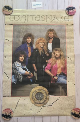 Vtg 1987 Whitesnake Poster Funky Enterprises 22 " X 34 " Hair Metal Rock 80s Music