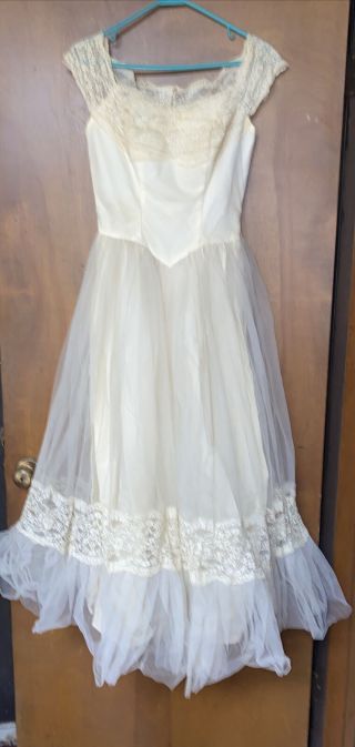 Vintage Wedding Gown Bridal Dress Emma Domb California White Ivory 1950’s