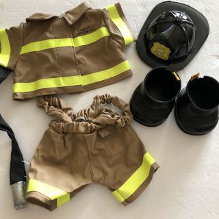 Build A Bear Firefighter Fireman Outfit Reflective Jacket Hose & Hat Boots