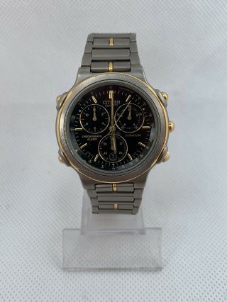 Citizen 3510 - 352181 Titanium Chronograph Alarm Vintage Wrist Watch Japan 100