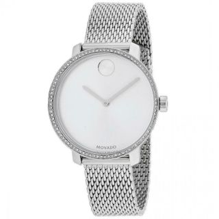 Movado Bold Diamond Accent Stainless Steel Mesh Bracelet Ladies Watch 3600655