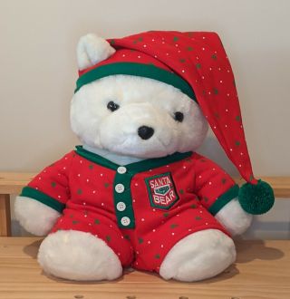 Vintage Santa Polar Bear Plush 1990 Dayton Hudson Christmas Pajamas Euc