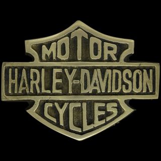 Brass Harley Davidson Motorcycle Bar Shield Biker Chopper 70 Vintage Belt Buckle
