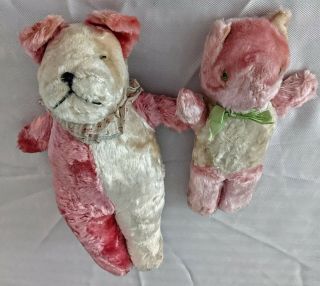 Vintage Antique Pink And White Teddy Bears Children 
