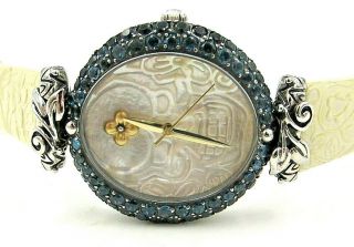 Barbara Bixby 18k Mother Of Pearl Skull & London Blue Topaz Wrist Watch