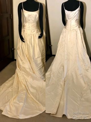 Alfred Angelo Michele Piccione Couture Silk Wedding Dress Sleeveless Long Train