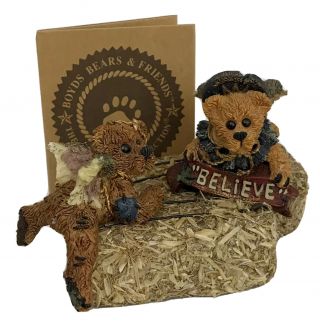Boyds Bears & Friends Bearstone Nativity Ariel & Clarenc As The Pair O’ Angels
