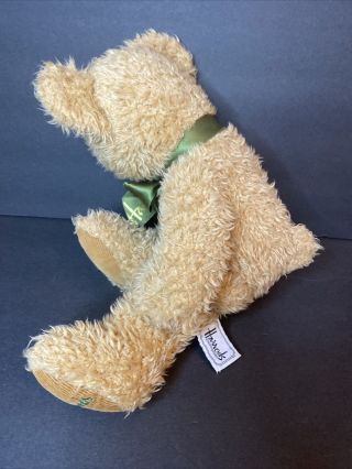 Harrods 16” Tan Teddy Bear Plush Green/ Gold Ribbon w/Harrods on its foot 2