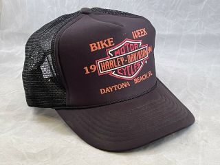Vtg 1994 Daytona Beach Bike Week Harley Davidson Motorcycles Snapback Hat - Eb68
