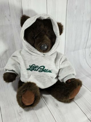 Ll Bean Teddy Bear Plush 17 " Stuffed Animal Hoodie Vintage