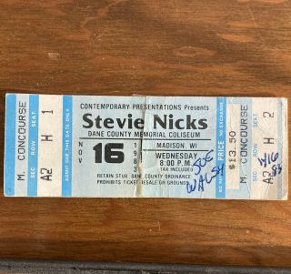 Stevie Nicks Nov 16 1983 Collectible Concert Ticket Stub