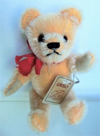 Vintage Grisly 7 " Peach / Orange Mohair Bear,  Made In West Germany 400/15