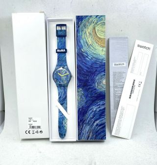 Watch Swatch The Starry Night By Vincent Van Gogh The Watch Suoz335 Blue Moma