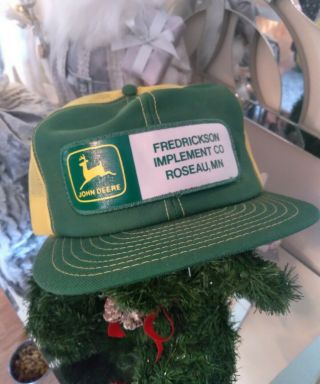 Vtg John Deere Fredrickson Implement Co Roseau,  Mn Snap Back Adjustable Hat
