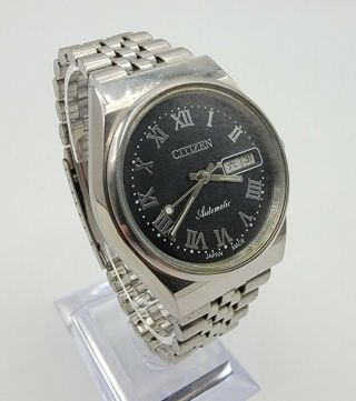 Citizen Automatic 4 - 823745 Vintage Japanese Day - Date Watch Stainless Black Dial