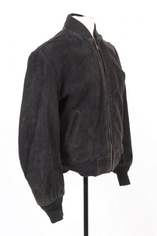 Vintage Schott Nyc Black Suede Leather Bomber Jacket Usa Mens Size 38