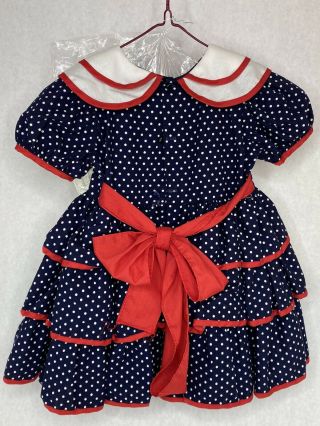 Vintage Martha ' s Miniatures Were Fussy Red White Blue Full Circle T3 Dress,  HAT 2
