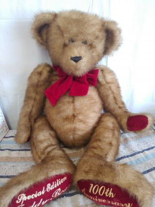 Dan Dee Collectors Choice 100th Anniversary Big Brown Plush Teddy Bear Toy 30 "