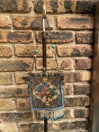 Antique Jeweled Frame Micro Beaded Purse Made In Austria