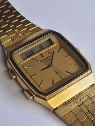 Seiko H357 Vintage Watch 1980 Ana - Digi Alarm Chronograph Gp Great