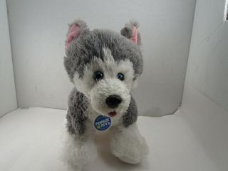 Build A Bear Promise Pets Husky Puppy Dog Soft Gray And White W/red Collar