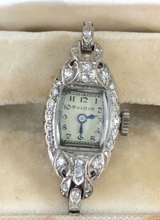 Antique Vintage Woman’s 14k Gold & Diamond Bulova Watch