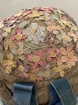 1920s Antique Cloche Hat Flapper Velvet Flowers Gold Metallic Thread Velvet Bow 2