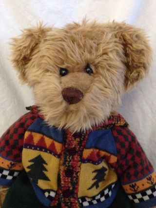 Russ Marisa Teddy Bear w/Winter Sweater & Green Skirt Golden Brown 19 