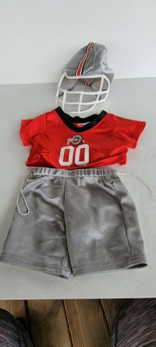 Build A Bear Ncaa Osu Ohio State Football Outfit Jersey Pants Helmet (c8)