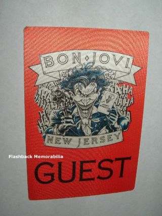 Bon Jovi 1988 - 89 Concert Tour Backstage Pass Not Ticket Stub Nj Syndicate Red