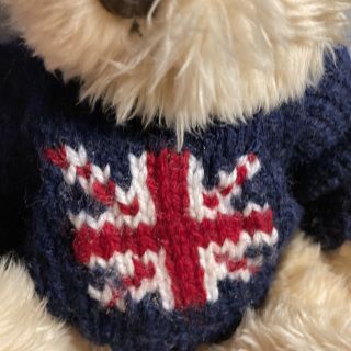 12” HARRODS PLUSH TEDDY BEAR IN UNION JACK Navy Sweater 3